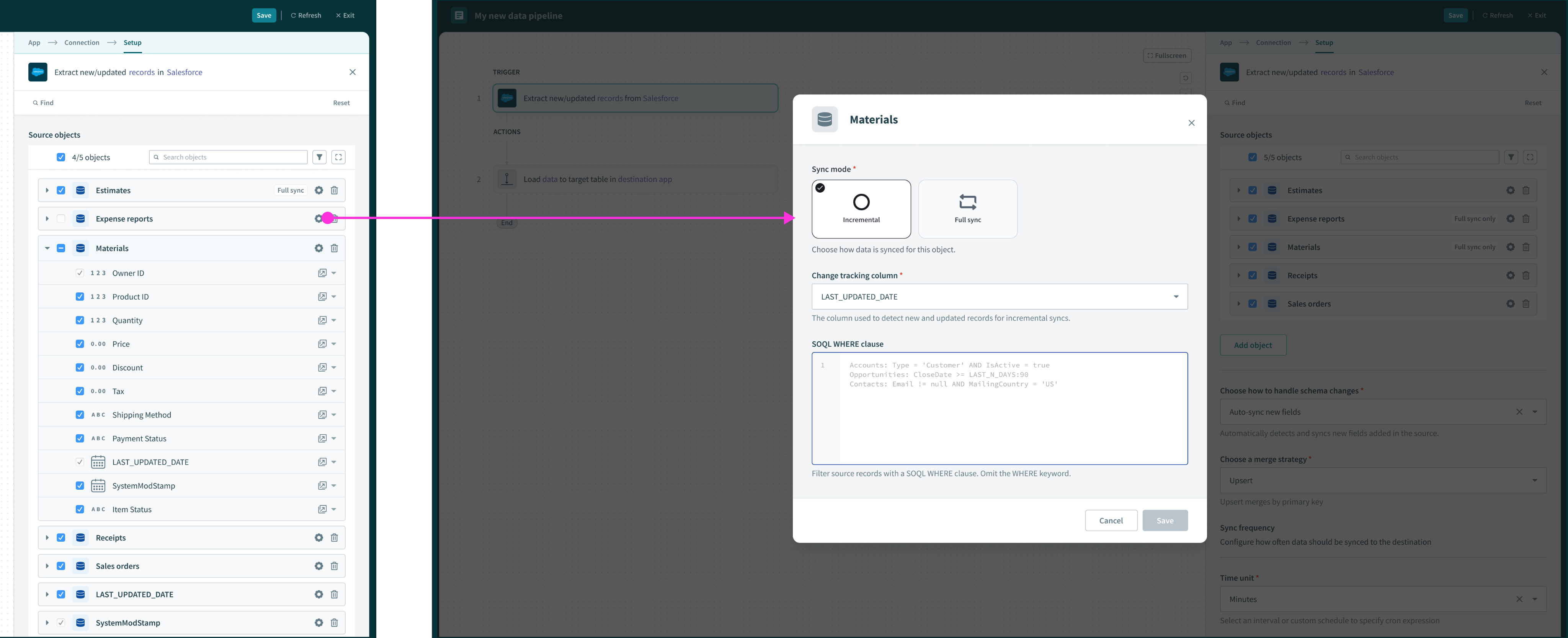 Object sync settings