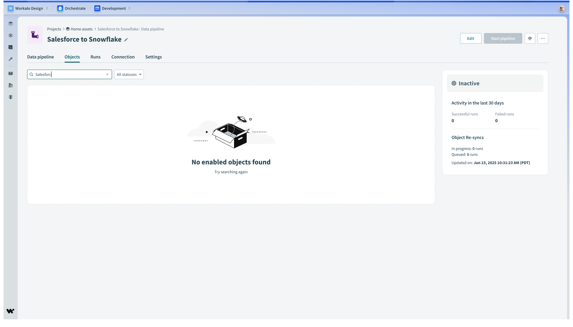 Objects list empty state