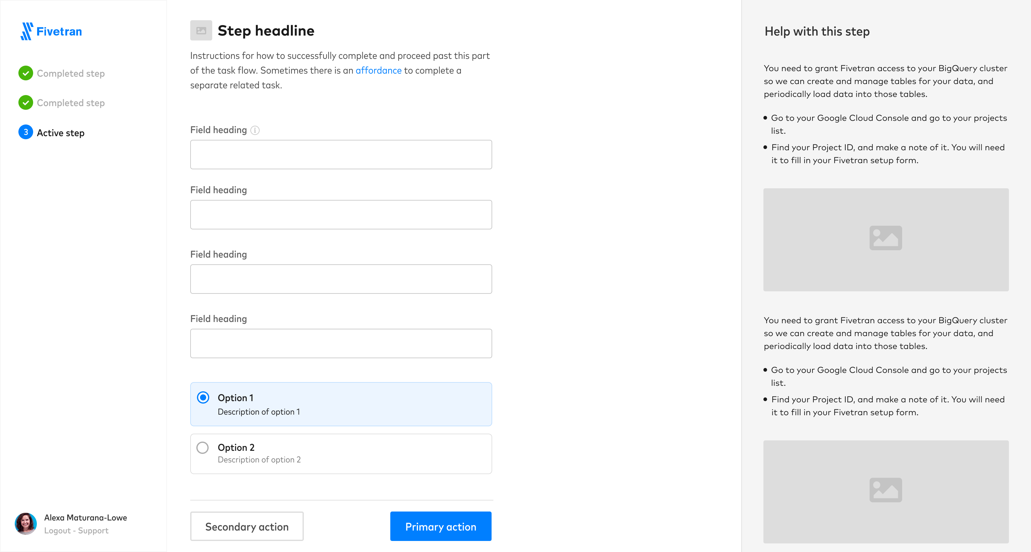 Setup step with embedded docs