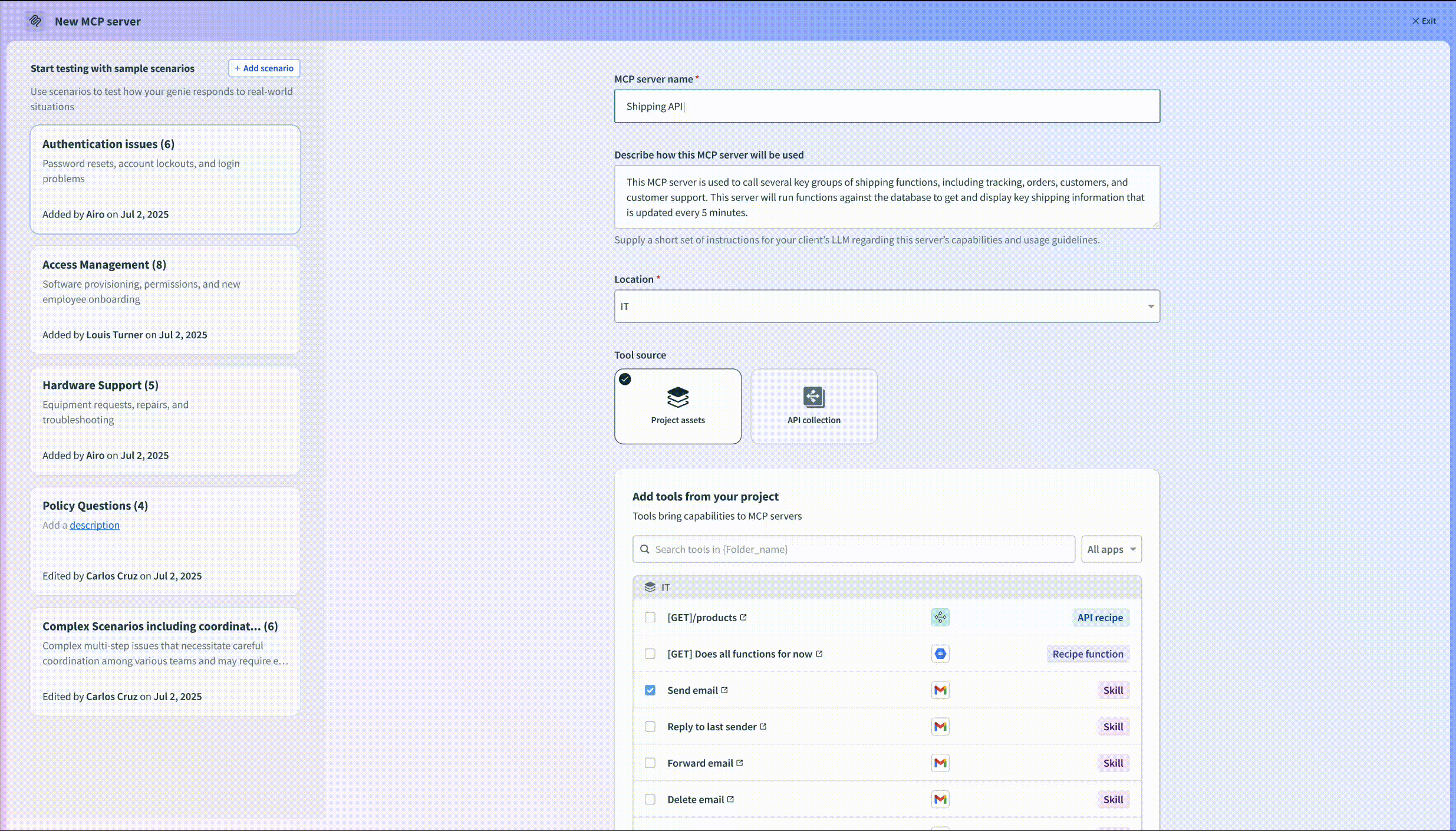 Composable MCP server creation page