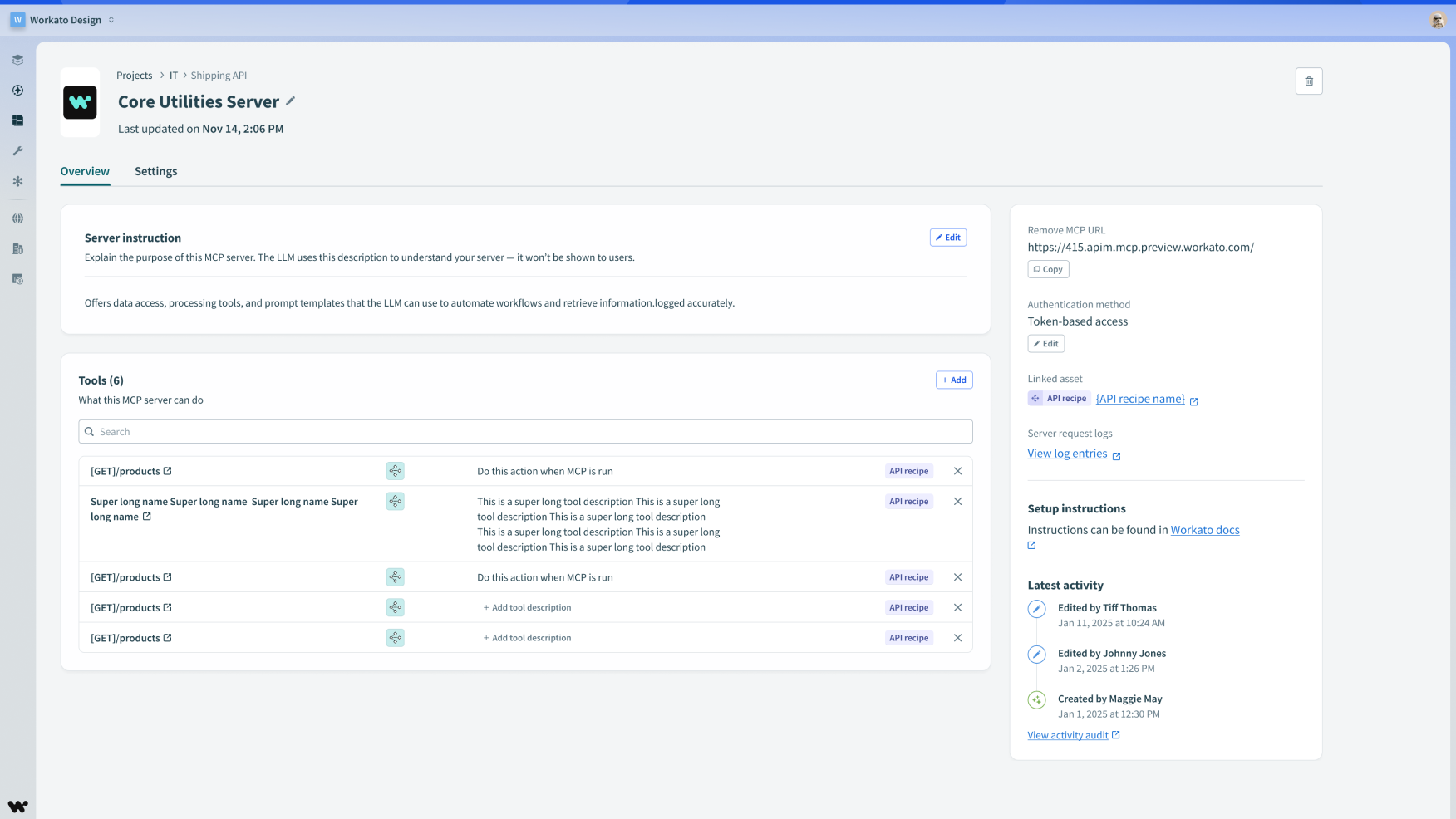 Rebuilt MCP server detail page