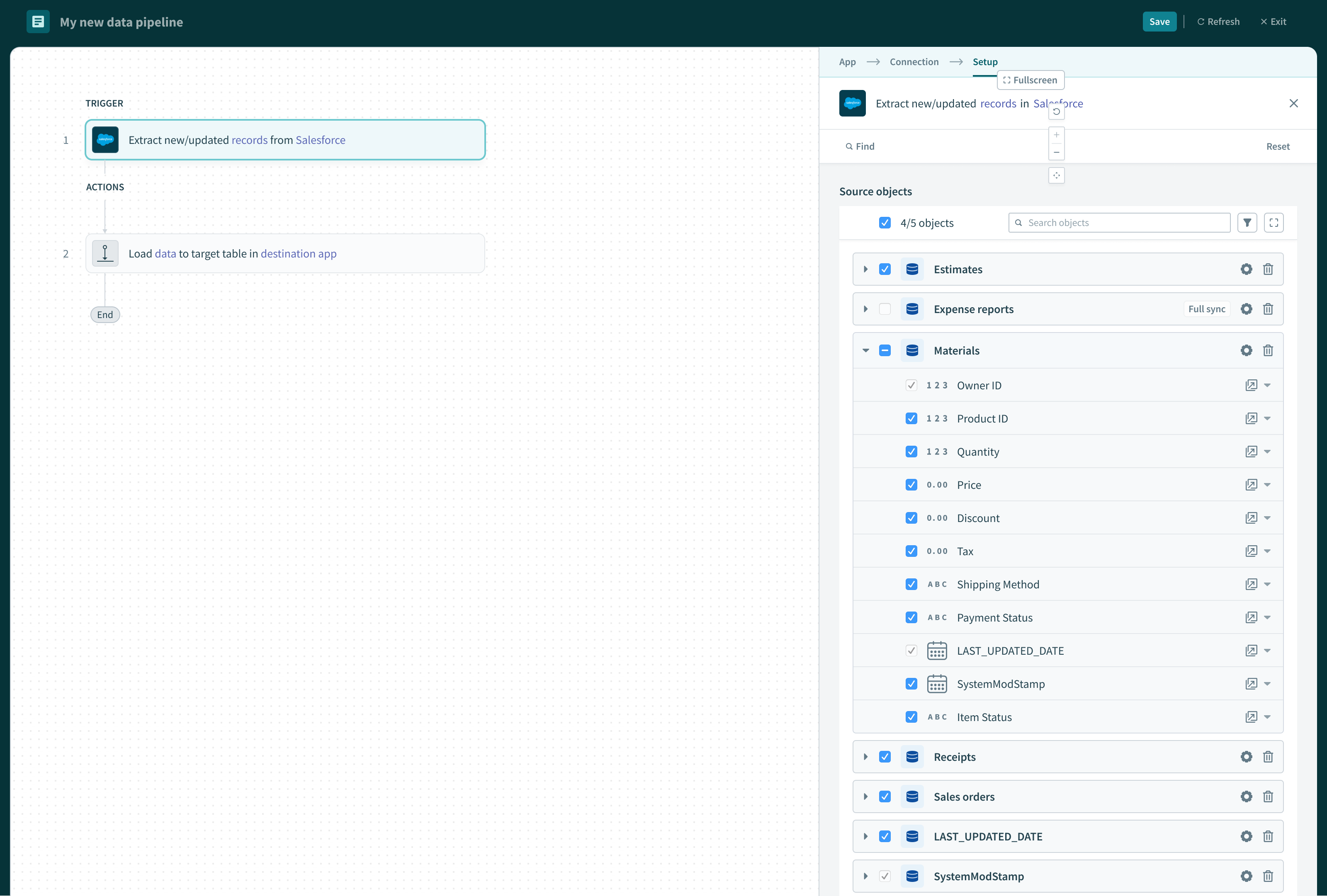 Data pipeline schema view